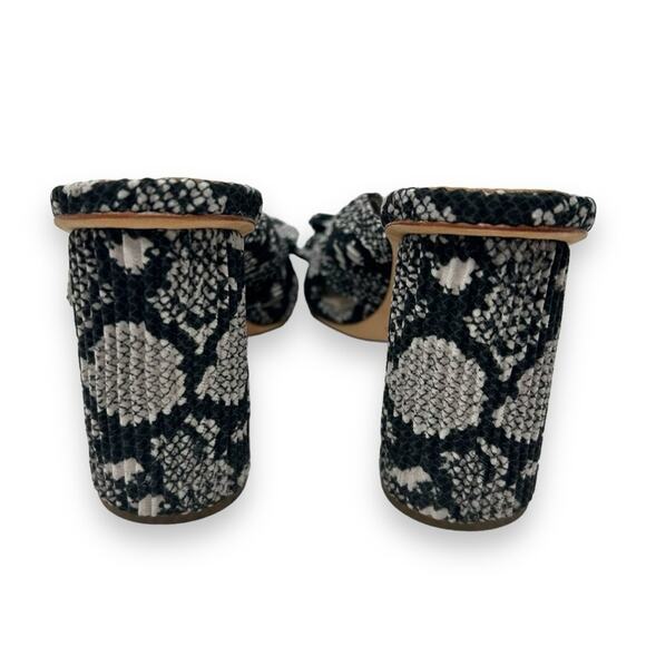 Loeffler Randall Penny Pleated Knot Mule Slip On Sandal Snake Black 8 Women’s - Picture 4 of 11